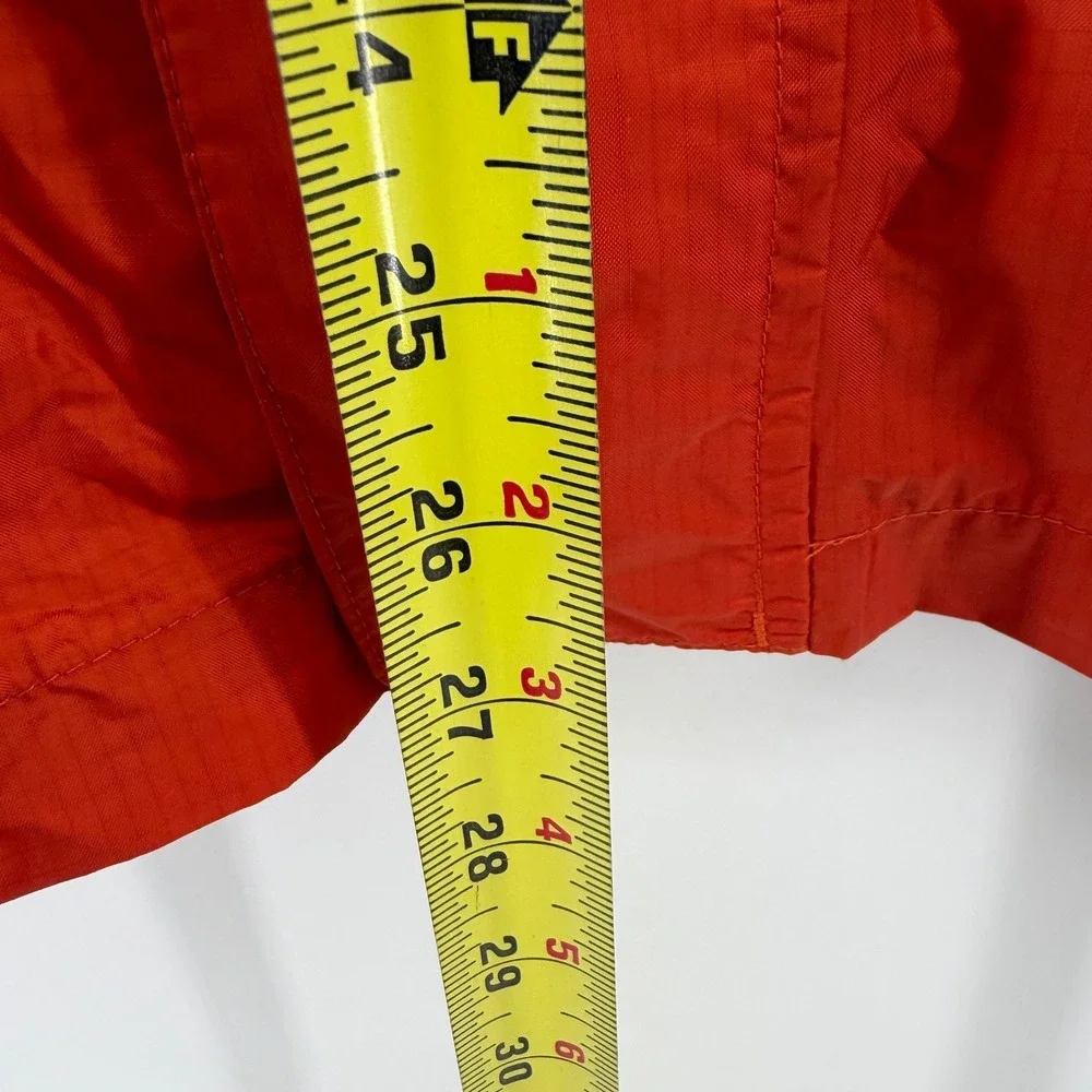 LL Bean Kids XL 18 Rain Jacket Hooded Shell Orange Navy Blue Colorblock